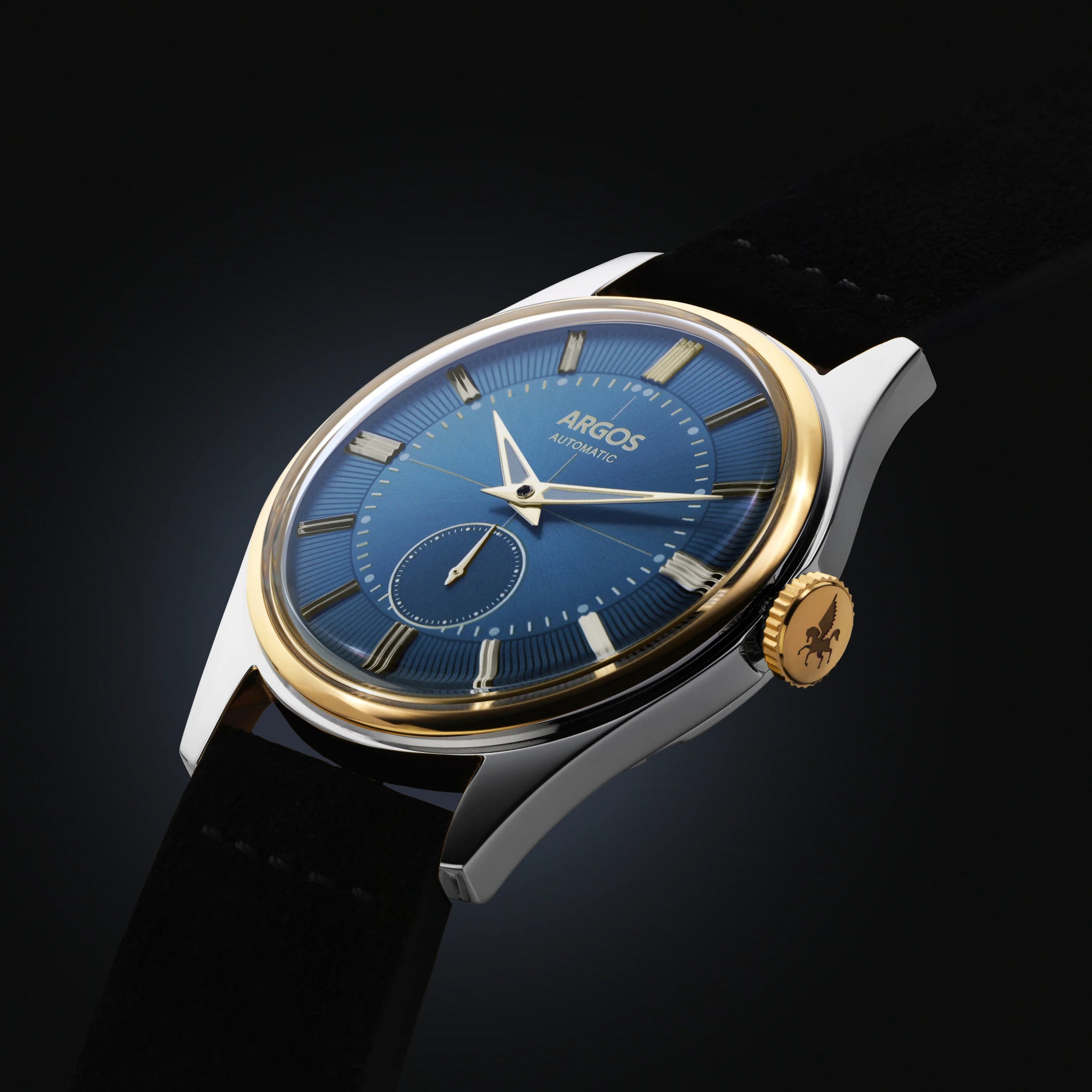 Apollo III - Constellation Blue Gold Two Tone w/ Black Leather Strap