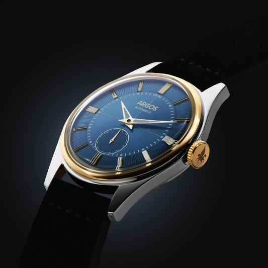 Apollo III - Constellation Blue Gold Two Tone w/ Black Leather Strap