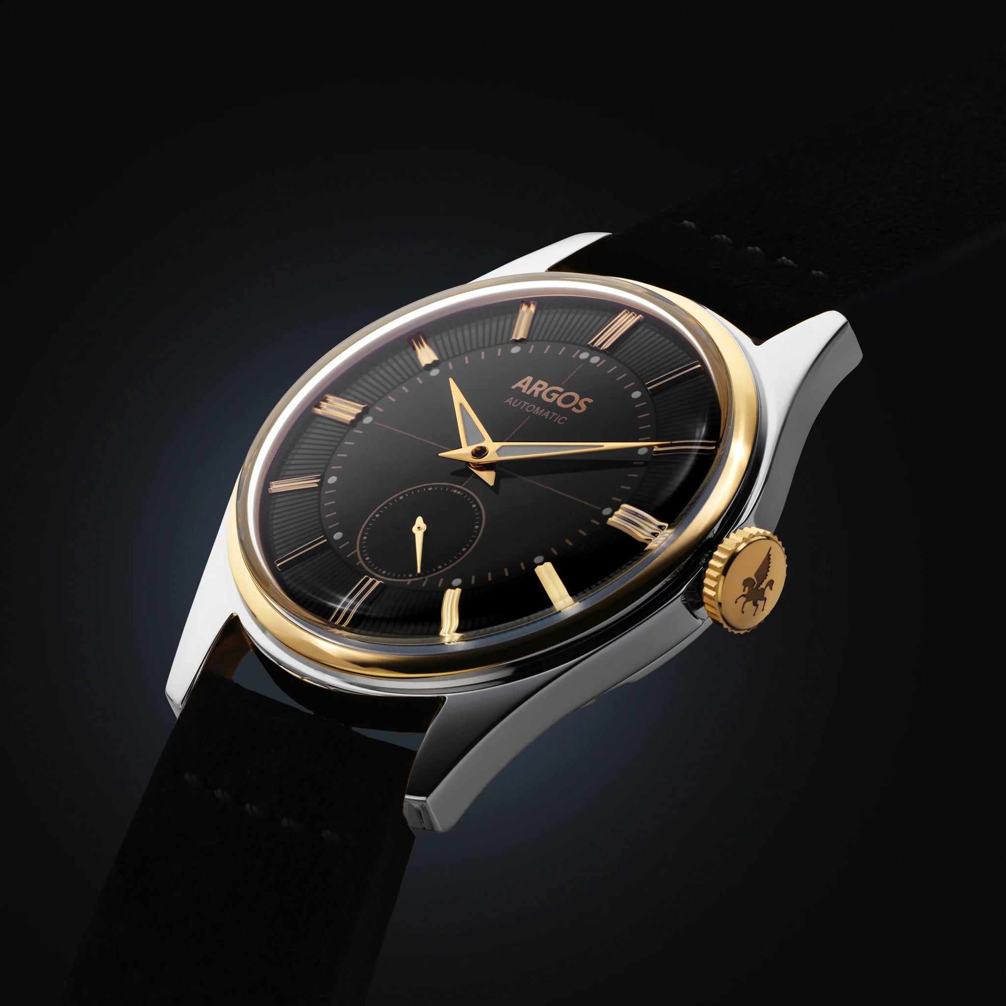 Apollo III - Onyx Black Gold Two Tone w/ Black Leather Strap