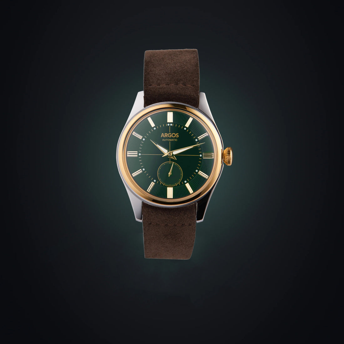 Apollo III - Olive Green Gold Two Tone w/ Brown Leather Strap