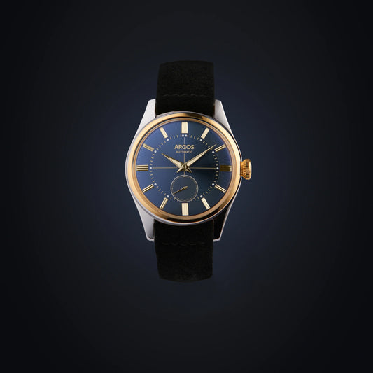 Apollo III - Constellation Blue Gold Two Tone w/ Black Leather Strap