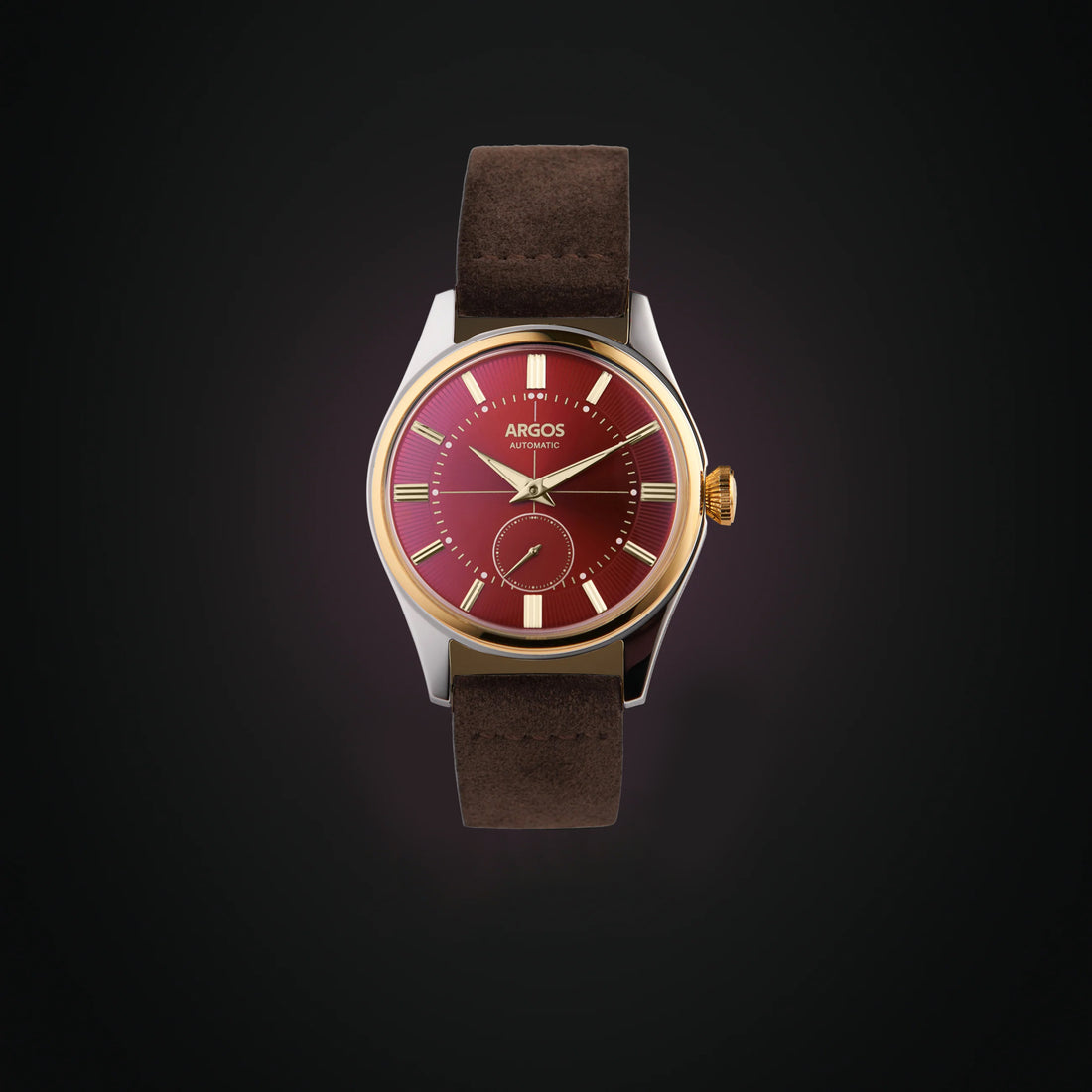 Apollo III - Wine Red Gold Two Tone w/ Brown Leather Strap