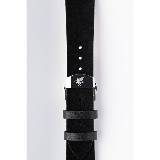 LS.03 Onyx Black Italian Suede Leather Strap w/ Butterfly Buckle