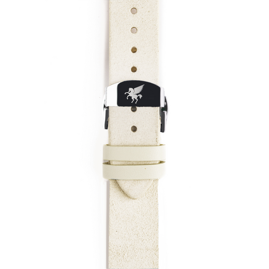 LS.05 Ivory White Italian Suede Leather Strap w/ Butterfly Buckle