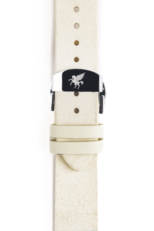 LS.05 Ivory White Italian Suede Leather Strap w/ Butterfly Buckle