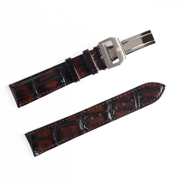 Umber Brown Crocodile Pattern Leather Strap