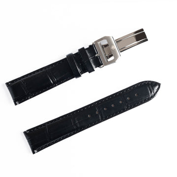 Midnight Black Crocodile Pattern Leather Strap