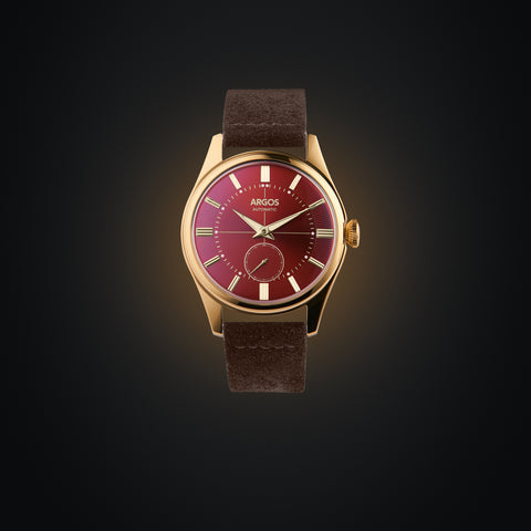 AP3.18 - Wine Red Gold w/ Leather Strap