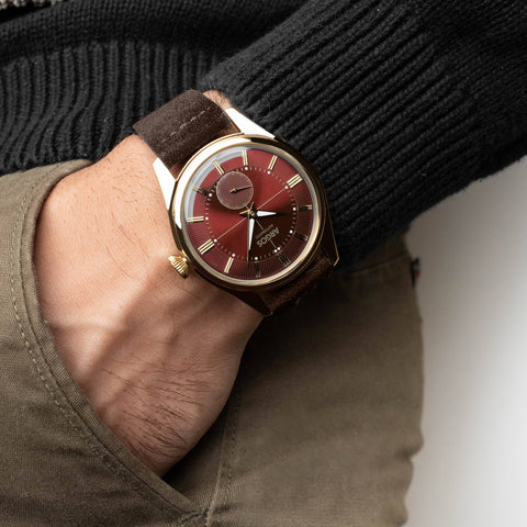 AP3.18 - Wine Red Gold w/ Leather Strap