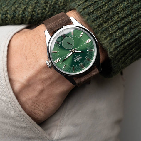 AP3.10 - Olive Green Silver w/ Leather Strap
