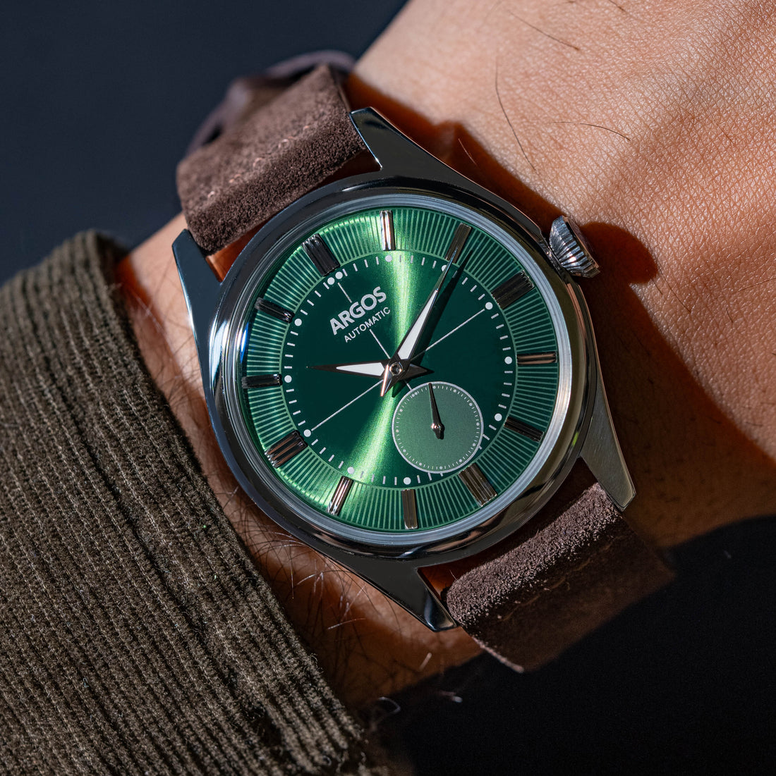 Apollo III - Olive Green Silver w/ Leather Strap