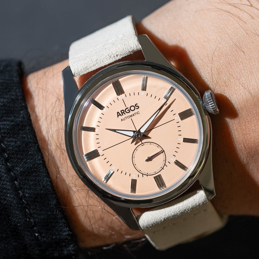 Apollo III - Pastel Salmon Silver w/ Leather Strap