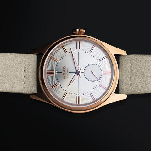 AP3.19 - Pearl White Rose Gold w/ Ivory Leather Strap