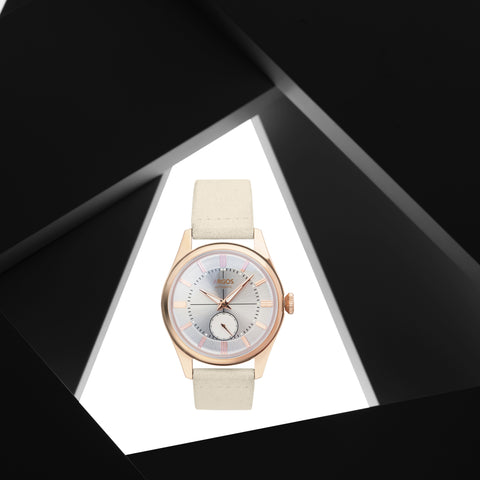 AP3.19 - Pearl White Rose Gold w/ Ivory Leather Strap