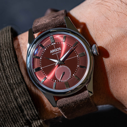 AP3.08 - Wine Red Silver w/ Leather Strap