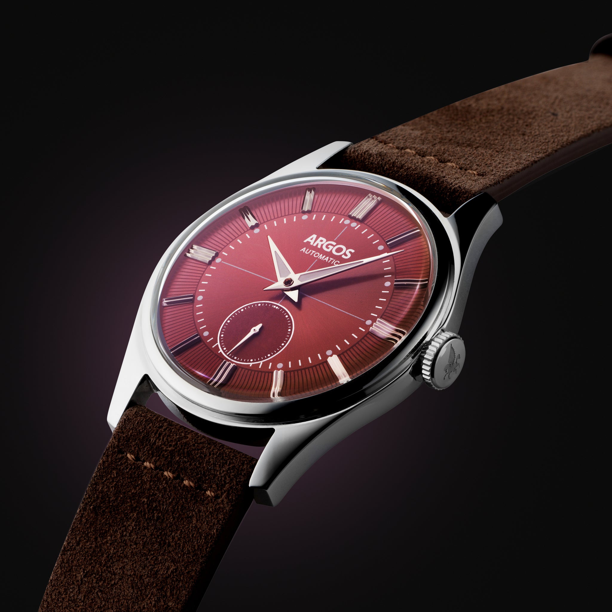 Apollo III - Wine Red Silver w/ Leather Strap